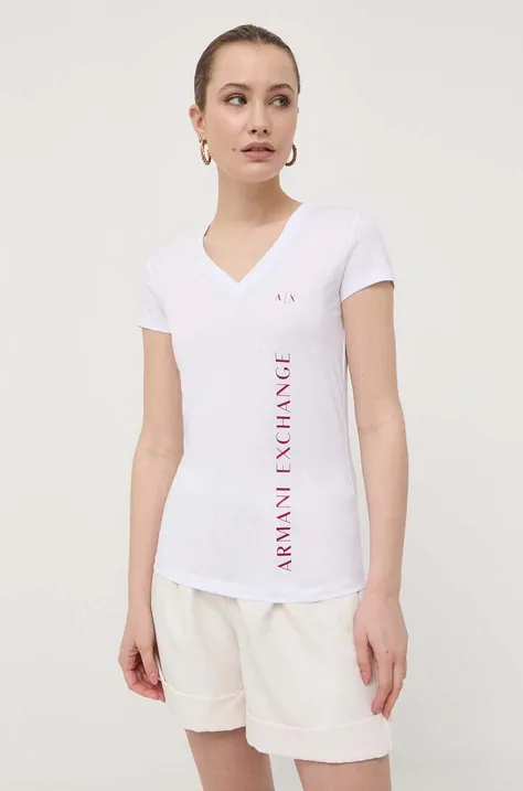 Бавовняна футболка Armani Exchange колір білий