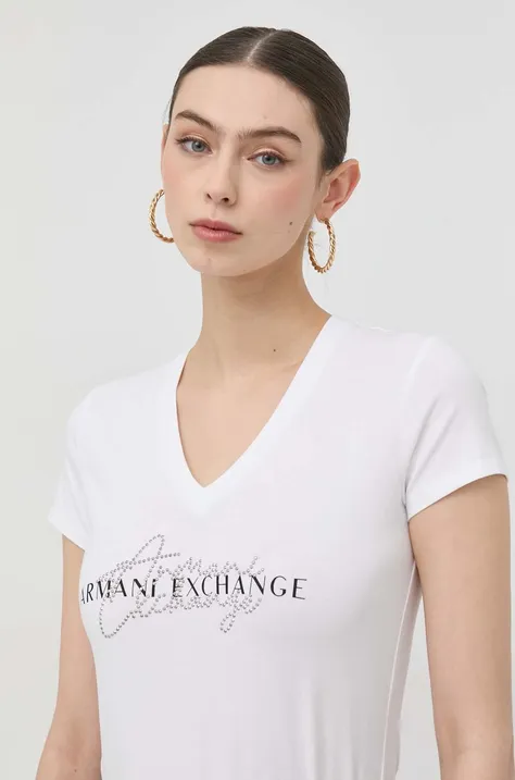 Tričko Armani Exchange dámsky, biela farba
