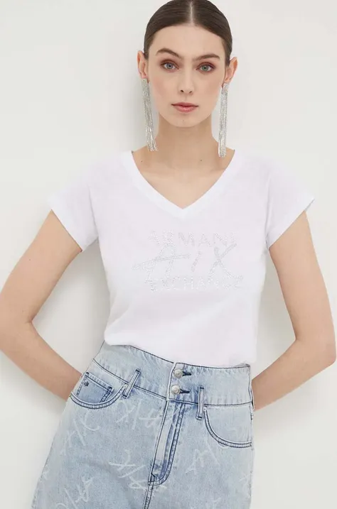 Памучна тениска Armani Exchange в бяло
