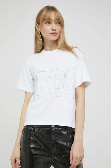 Βαμβακερό μπλουζάκι GCDS χρώμα: άσπρο