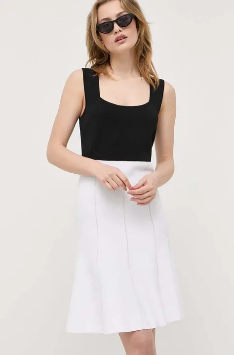 Haljina Luisa Spagnoli boja: bijela, mini, širi se prema dolje