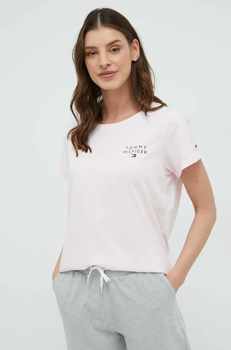 Pamučna homewear majica kratkih rukava Tommy Hilfiger boja: ružičasta