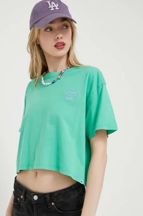 Βαμβακερό μπλουζάκι Rip Curl χρώμα: πράσινο