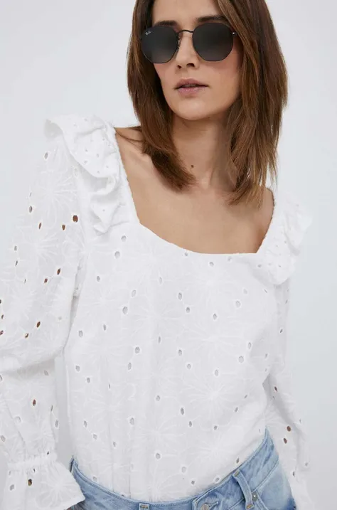 Bavlnená blúzka PS Paul Smith dámska, biela farba, jednofarebná