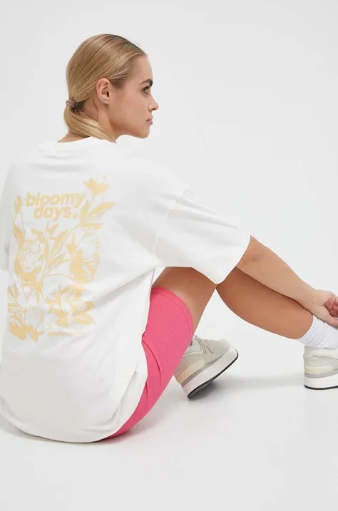Pamučna majica New Balance boja: bež