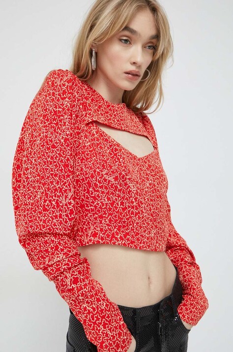 Rotate bluza femei, culoarea rosu, modelator