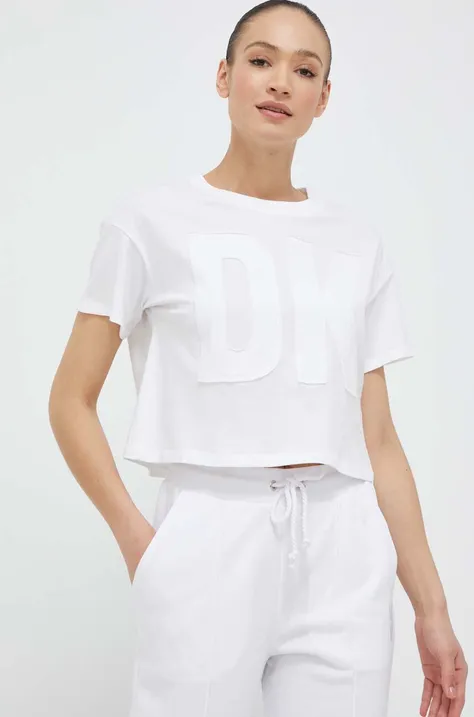Βαμβακερό μπλουζάκι Dkny χρώμα: άσπρο