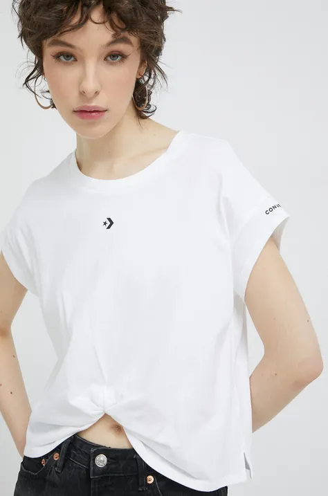 Βαμβακερό μπλουζάκι Converse χρώμα: άσπρο