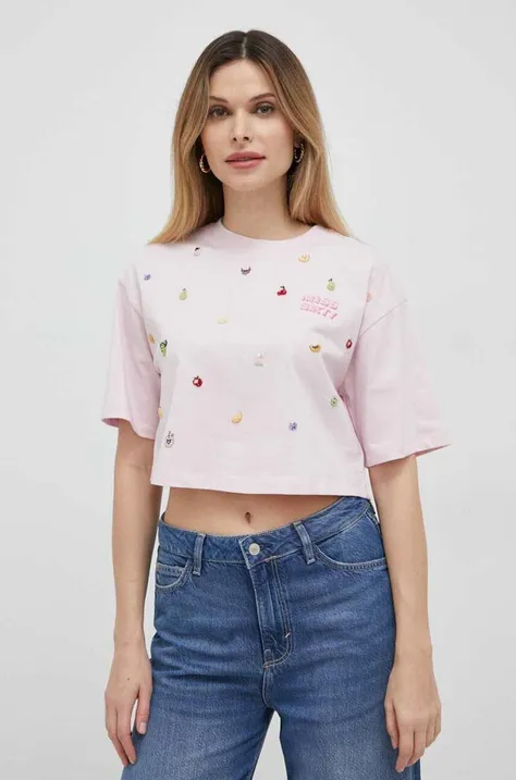 Хлопковая футболка Miss Sixty цвет розовый