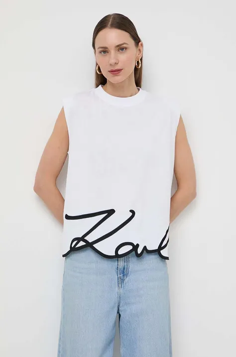 Pamučna majica Karl Lagerfeld boja: bijela