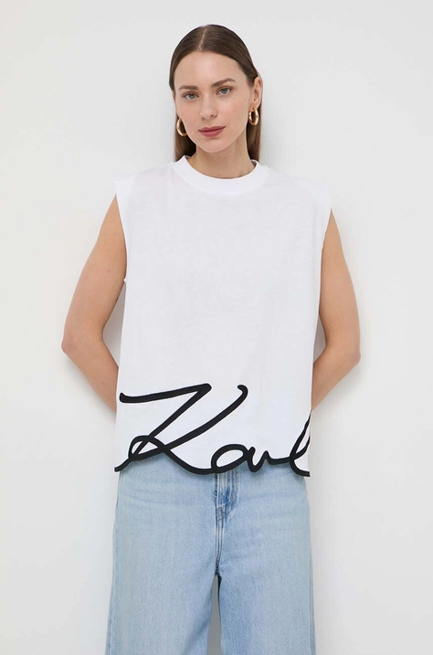 Karl Lagerfeld t-shirt bawełniany kolor biały