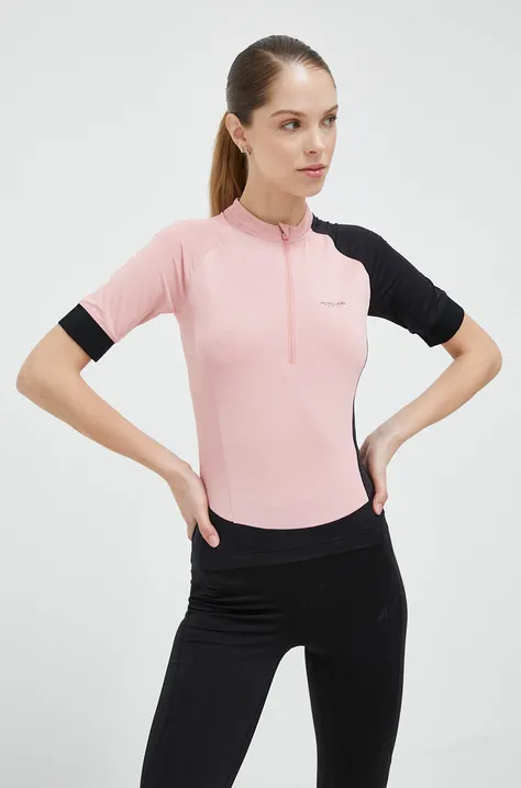 Велосипедная футболка 4F цвет розовый с полугольфом