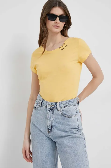 Kratka majica Pepe Jeans Ragy ženska, rumena barva