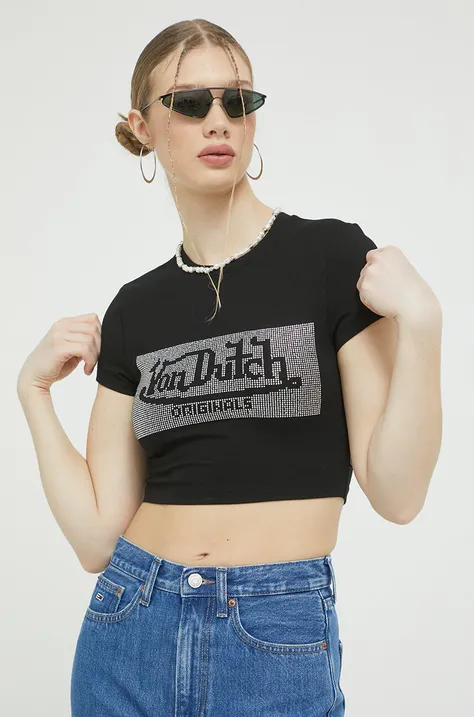 Majica kratkih rukava Von Dutch za žene, boja: crna