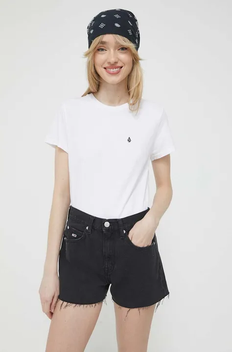 Βαμβακερό μπλουζάκι Volcom χρώμα: άσπρο