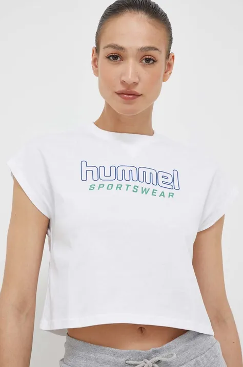 Hummel t-shirt bawełniany kolor biały