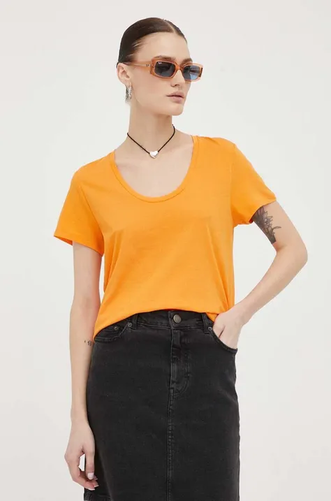 Bombažna kratka majica Marc O'Polo oranžna barva