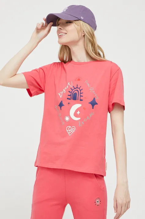 Femi Stories t-shirt bawełniany kolor różowy