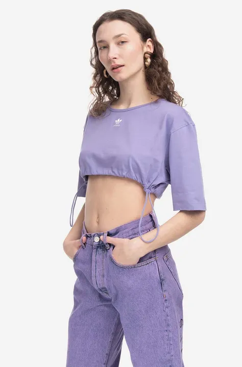 adidas Originals cotton t-shirt IC7203 Tee violet color