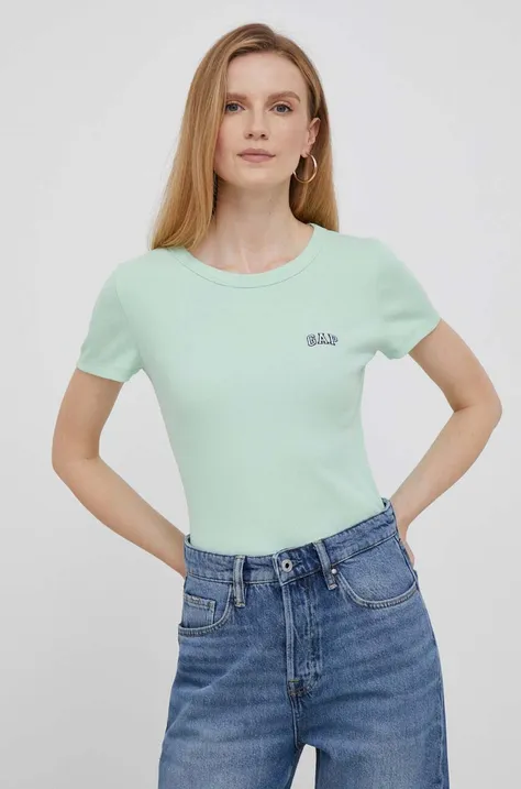 Kratka majica GAP ženski, zelena barva