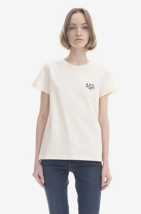 A.P.C. t-shirt bawełniany New Denise kolor beżowy COEZC.F26848-OFFWHITE