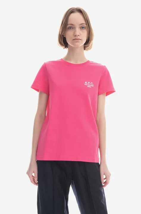Bavlněné tričko A.P.C. New Denise růžová barva, COEZC.F26848-OFFWHITE