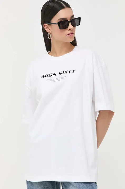 Bavlnené tričko Miss Sixty biela farba