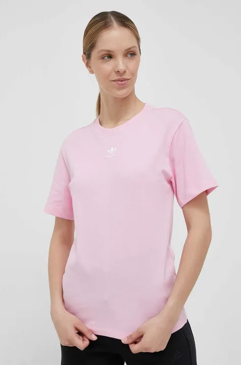 Bombažna kratka majica adidas Originals roza barva