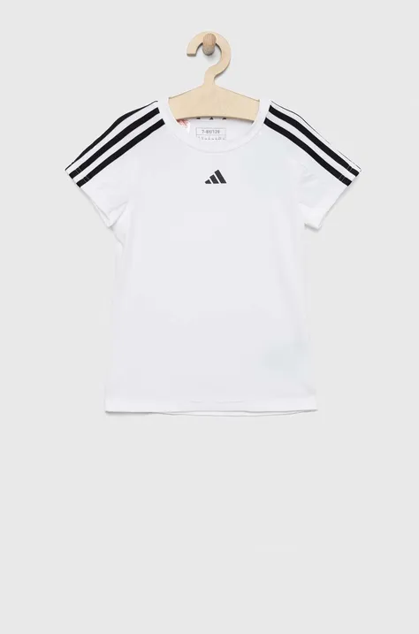 Detské tričko adidas G TR-ES 3S biela farba