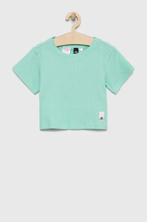 adidas t-shirt bawełniany dziecięcy kolor turkusowy
