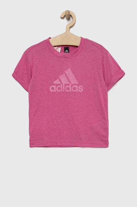 adidas t-shirt dziecięcy G FI BL kolor fioletowy