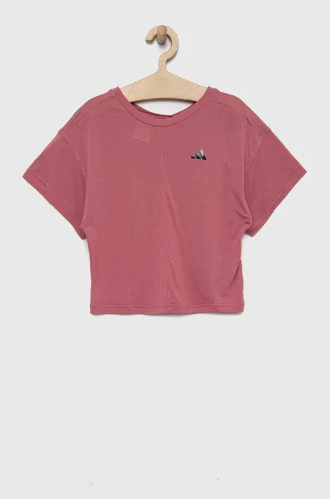 Otroška kratka majica adidas roza barva