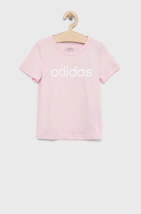 Дитяча бавовняна футболка adidas G LIN колір рожевий