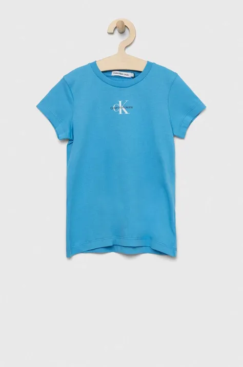 Calvin Klein Jeans t-shirt bawełniany dziecięcy kolor niebieski