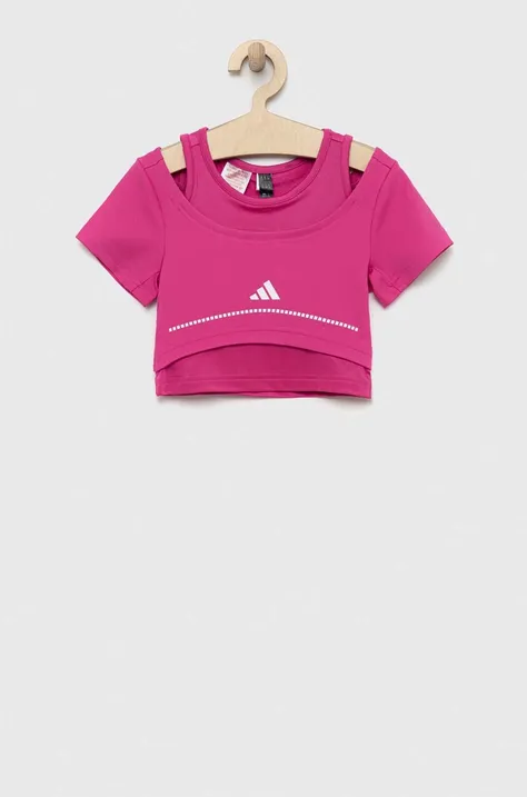 Detské tričko adidas G HIIT fialová farba