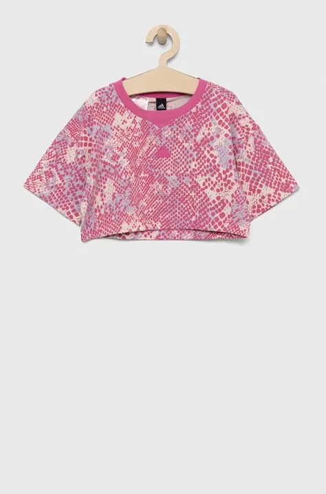adidas t-shirt dziecięcy G FI AOP T kolor fioletowy