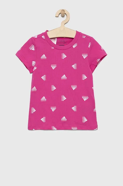 adidas t-shirt bawełniany dziecięcy G BLUV kolor fioletowy