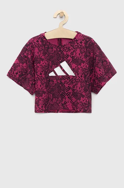 Detské tričko adidas G TI AOP TEE ružová farba