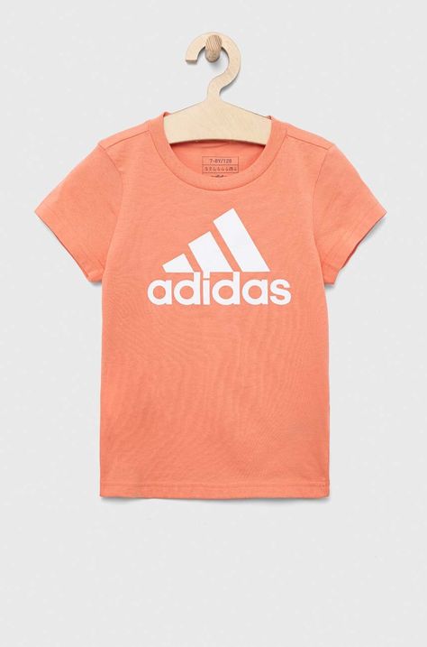 Παιδικό βαμβακερό μπλουζάκι adidas G BL χρώμα: πορτοκαλί