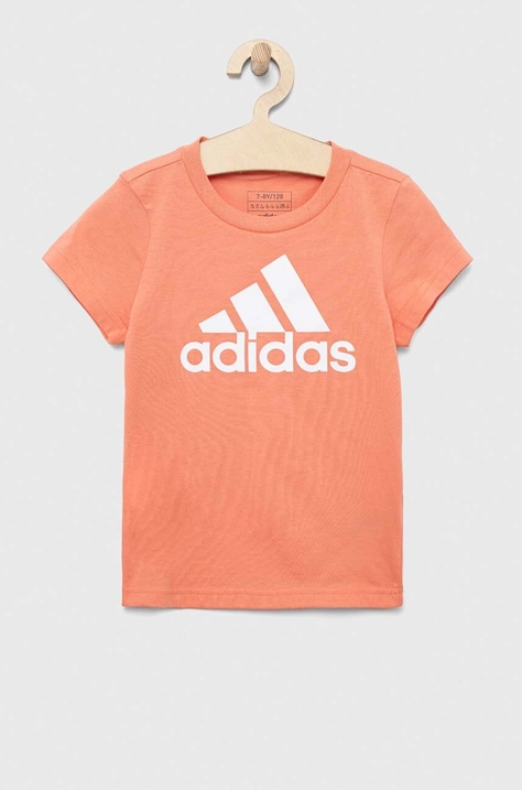 Otroška bombažna kratka majica adidas G BL oranžna barva