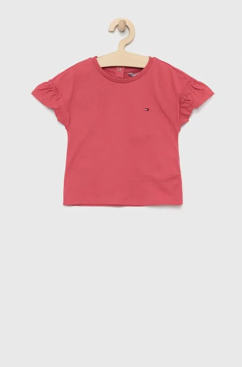Παιδικό μπλουζάκι Tommy Hilfiger χρώμα: ροζ