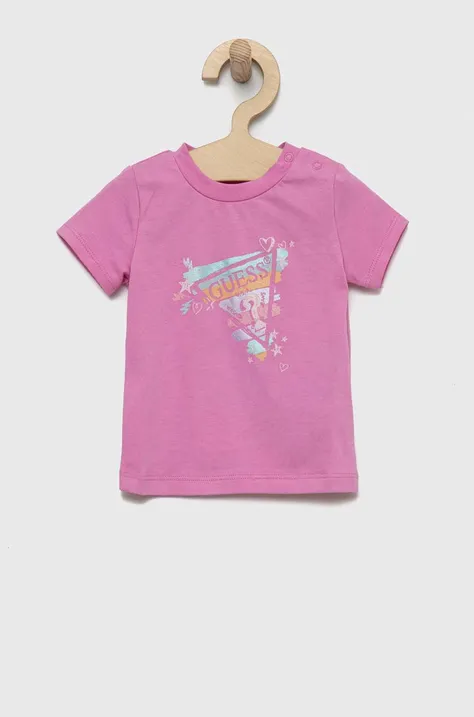 Tričko pre bábätko Guess fialová farba,
