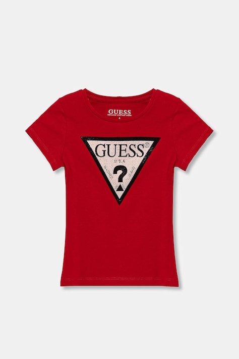 Guess t-shirt dziecięcy kolor czerwony