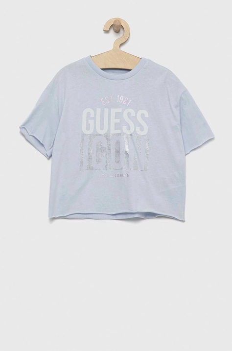 Guess t-shirt bawełniany kolor niebieski