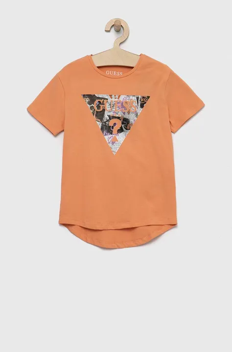 Дитяча футболка Guess колір помаранчевий