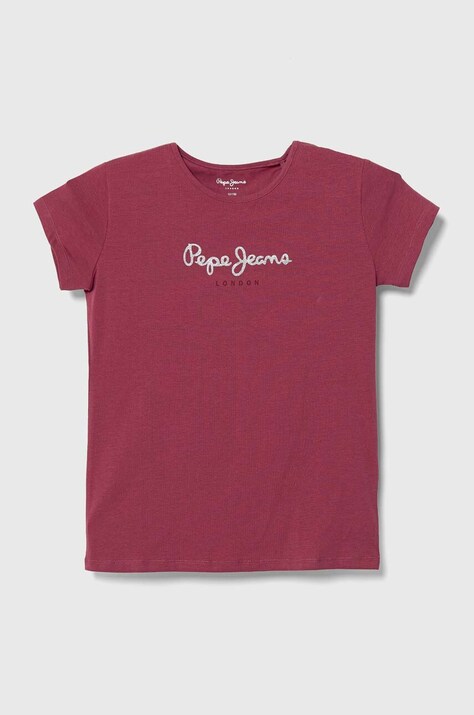 Pepe Jeans tricou copii culoarea bordo