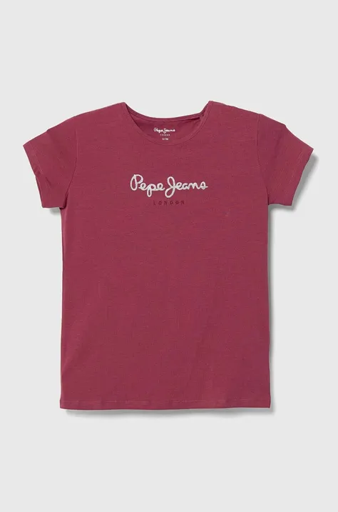 Pepe Jeans t-shirt dziecięcy kolor bordowy