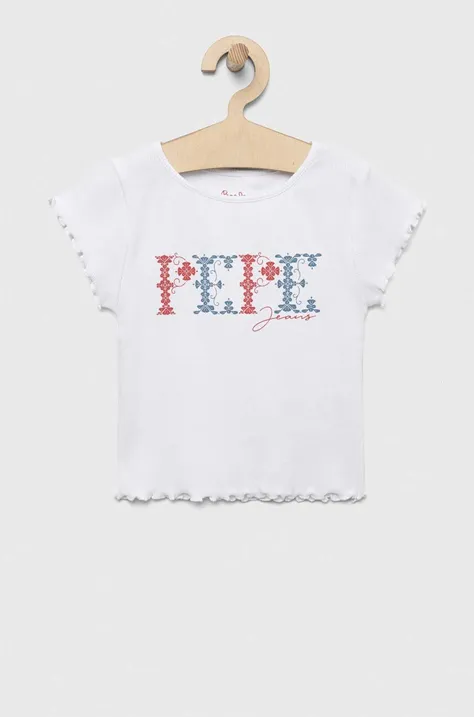 Παιδικό μπλουζάκι Pepe Jeans PJL GJ Non-denim χρώμα: άσπρο