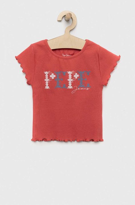 Παιδικό μπλουζάκι Pepe Jeans PJL GJ Non-denim χρώμα: κόκκινο
