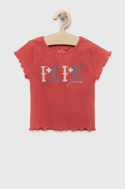 Pepe Jeans t-shirt dziecięcy PJL GJ Non-denim kolor czerwony